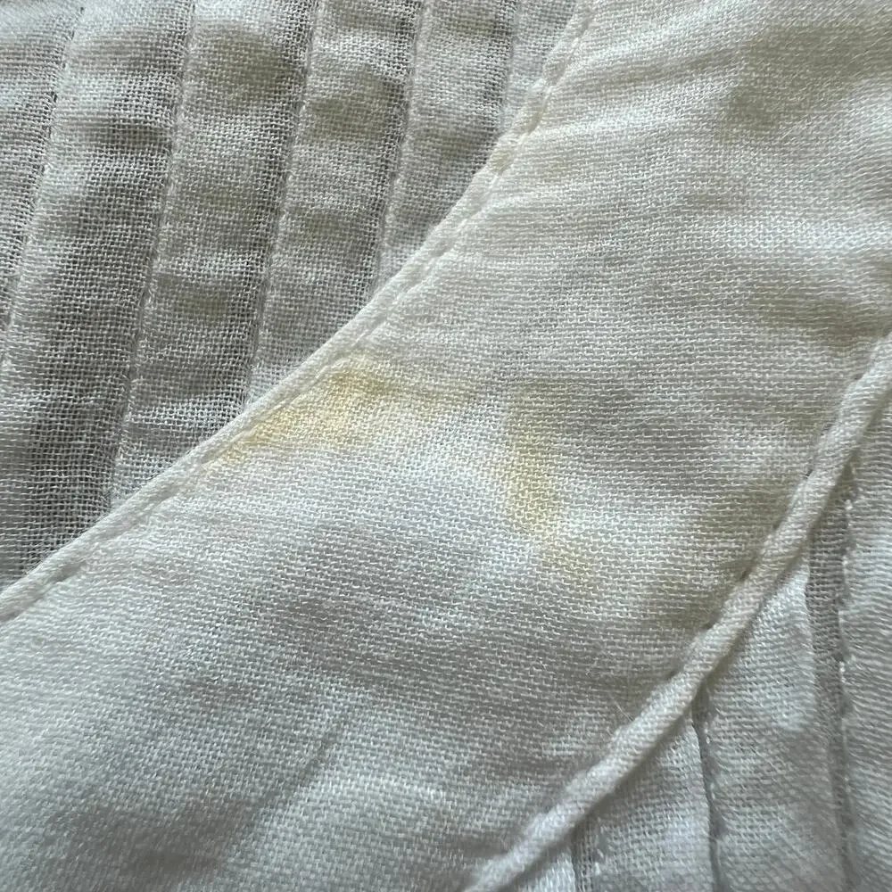 J Crew FLAWED Lace Trim Pintuck Top In Cotton Voile Small White